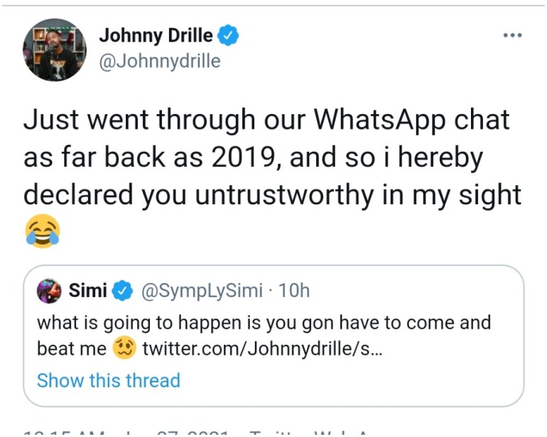 sightdrille ‘You Are Untrustworthy’ – Johnny Drille Tells Simi
